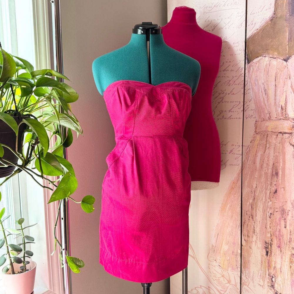 Rebecca Taylor Vibrant Pink Strapless Dress